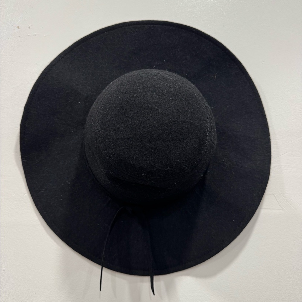 Leith Nordstrom Wool Blend Wide Brim Hat Knot Detail Black